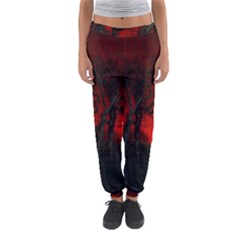 Dark Forest Jungle Plant Black Red Tree Women s Jogger Sweatpants by uniart180623