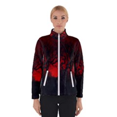 Dark Forest Jungle Plant Black Red Tree Women s Bomber Jacket by uniart180623