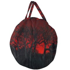 Dark Forest Jungle Plant Black Red Tree Giant Round Zipper Tote by uniart180623