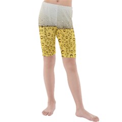 Texture Pattern Macro Glass Of Beer Foam White Yellow Art Kids  Mid Length Swim Shorts by uniart180623