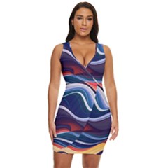 Wave Of Abstract Colors Draped Bodycon Dress by uniart180623