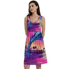 Retro Wave Ocean Classic Skater Dress by uniart180623