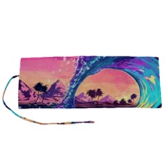 Retro Wave Ocean Roll Up Canvas Pencil Holder (s) by uniart180623
