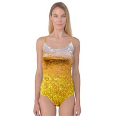 Texture Pattern Macro Glass Of Beer Foam White Yellow Bubble Camisole Leotard  by uniart180623