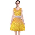 Texture Pattern Macro Glass Of Beer Foam White Yellow Bubble V-Neck Midi Sleeveless Dress  View1