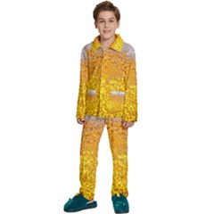 Texture Pattern Macro Glass Of Beer Foam White Yellow Bubble Kids  Long Sleeve Velvet Pajamas Set