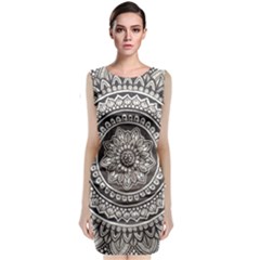 Mandala Circles Drawing Pattern Classic Sleeveless Midi Dress