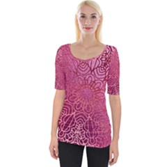 Pink Mandala Glitter Bohemian Girly Glitter Wide Neckline Tee