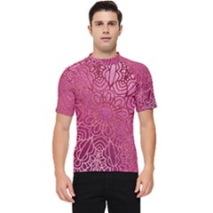 Pink Mandala Glitter Bohemian Girly Glitter Men s Short Sleeve Rash Guard by uniart180623