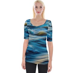 Waves Abstract Waves Abstract Wide Neckline Tee