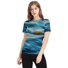 Waves Abstract Waves Abstract Women s Short Sleeve Rash Guard by uniart180623