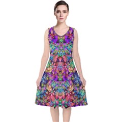 Flower Patterns Abstract Pattern Digital Art V-neck Midi Sleeveless Dress 