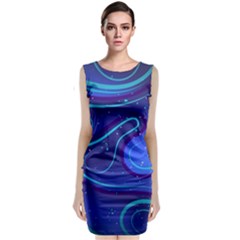 Spiral Shape Blue Abstract Classic Sleeveless Midi Dress