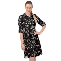 Abstract Secred Code Long Sleeve Mini Shirt Dress