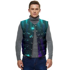 Abstract Building City 3d Men s Button Up Puffer Vest	 by uniart180623
