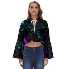 Abstract Building City 3d Boho Long Bell Sleeve Top