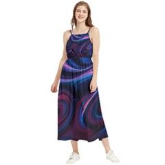 Purple Blue Swirl Abstract Boho Sleeveless Summer Dress