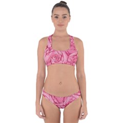 Pink Roses Pattern Floral Patterns Cross Back Hipster Bikini Set by uniart180623