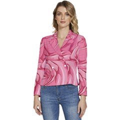 Pink Roses Pattern Floral Patterns Women s Long Sleeve Revers Collar Cropped Jacket by uniart180623