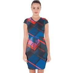 Minimalist Abstract Shaping Abstract Digital Art Capsleeve Drawstring Dress  by uniart180623