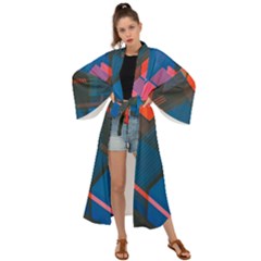 Minimalist Abstract Shaping Abstract Digital Art Maxi Kimono