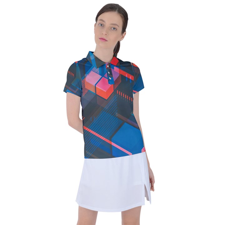 Minimalist Abstract Shaping Abstract Digital Art Women s Polo Tee