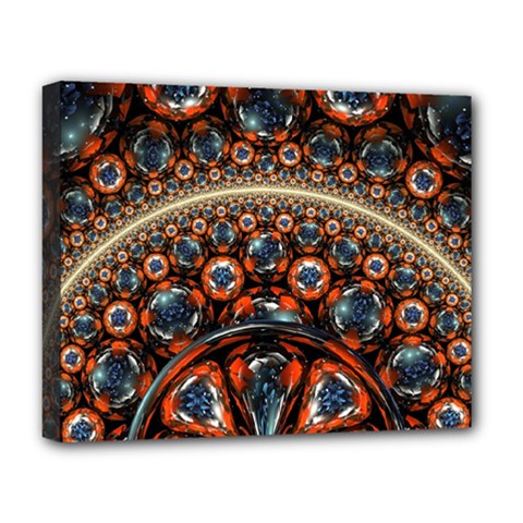 Fractal Floral Ornaments Rings 3d Sphere Floral Pattern Neon Art Deluxe Canvas 20  X 16  (stretched) by uniart180623