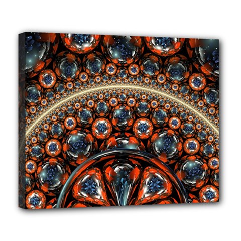 Fractal Floral Ornaments Rings 3d Sphere Floral Pattern Neon Art Deluxe Canvas 24  X 20  (stretched) by uniart180623