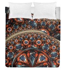 Fractal Floral Ornaments Rings 3d Sphere Floral Pattern Neon Art Duvet Cover Double Side (Queen Size)