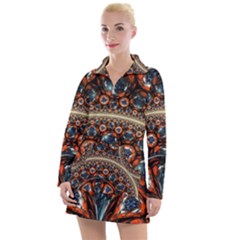 Fractal Floral Ornaments Rings 3d Sphere Floral Pattern Neon Art Women s Long Sleeve Casual Dress