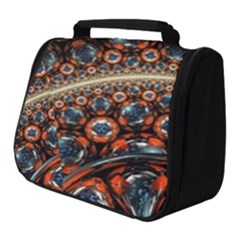 Fractal Floral Ornaments Rings 3d Sphere Floral Pattern Neon Art Full Print Travel Pouch (Small)