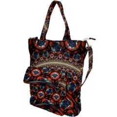 Fractal Floral Ornaments Rings 3d Sphere Floral Pattern Neon Art Shoulder Tote Bag