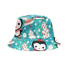 Blue Penguin Pattern Christmas Bucket Hat by uniart180623