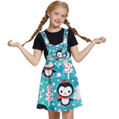 Blue Penguin Pattern Christmas Kids  Apron Dress by uniart180623