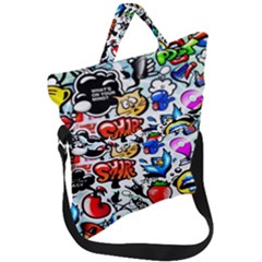 Graffiti Art Cartoon Comic Fold Over Handle Tote Bag by uniart180623