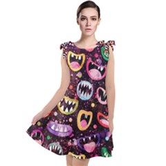 Funny Monster Mouths Tie Up Tunic Dress by uniart180623