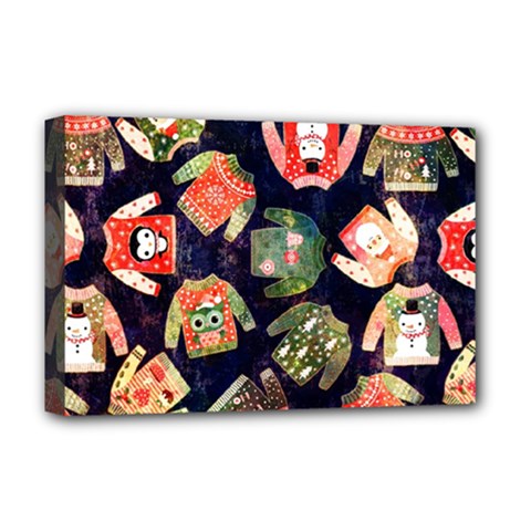 Ugly Christmas Deluxe Canvas 18  X 12  (stretched) by uniart180623