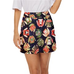 Ugly Christmas Mini Front Wrap Skirt by uniart180623