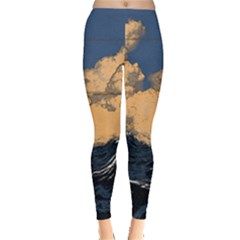 Waves Aesthetic Ocean Retro Sea Vintage Everyday Leggings 