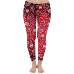 Christmas Pattern Red Classic Winter Leggings by uniart180623