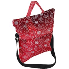 Christmas Pattern Red Fold Over Handle Tote Bag by uniart180623