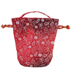 Christmas Pattern Red Drawstring Bucket Bag by uniart180623