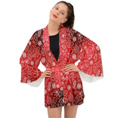 Christmas Pattern Red Long Sleeve Kimono by uniart180623