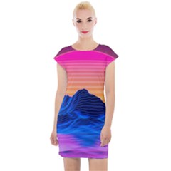 Sun Ultra Artistic 3d Illustration Sunset Cap Sleeve Bodycon Dress