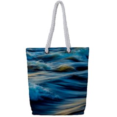 Waves Abstract Full Print Rope Handle Tote (small) by uniart180623