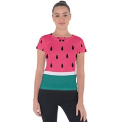 Watermelon Fruit Pattern Short Sleeve Sports Top 