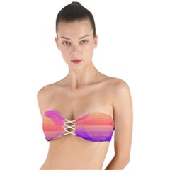 Sunset Summer Time Twist Bandeau Bikini Top by uniart180623