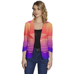 Sunset Summer Time Women s One-button 3/4 Sleeve Short Jacket by uniart180623