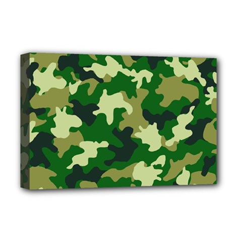 Green Military Background Camouflage Deluxe Canvas 18  X 12  (stretched) by uniart180623