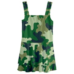 Green Military Background Camouflage Kids  Layered Skirt Swimsuit by uniart180623